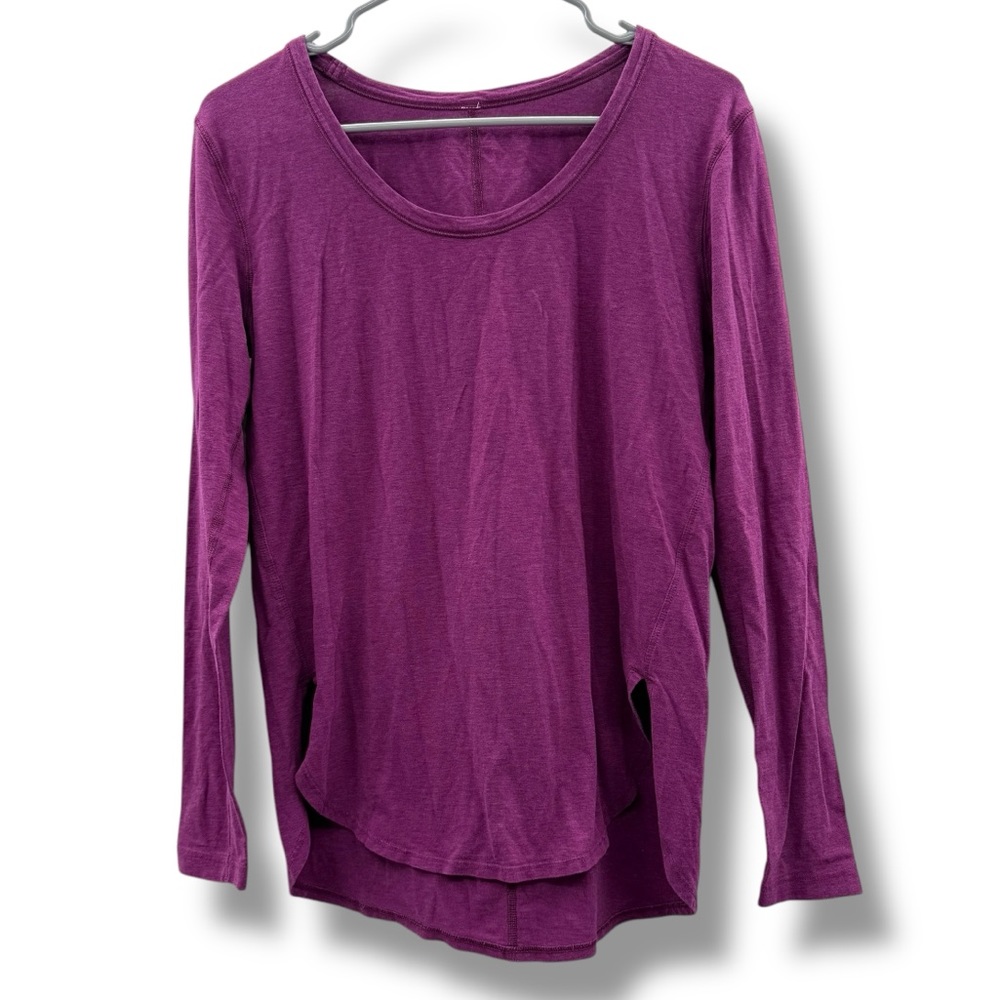 Lululemon Purple Long Sleeve Scoop Neck High Split Hem Shirt Sz S